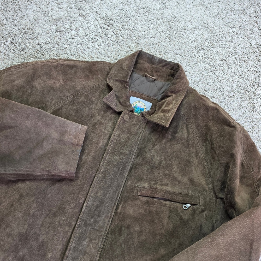VINTAGE Forest Club by Rainforest Suede Leather Jacket Mens L Brown Barn Coat